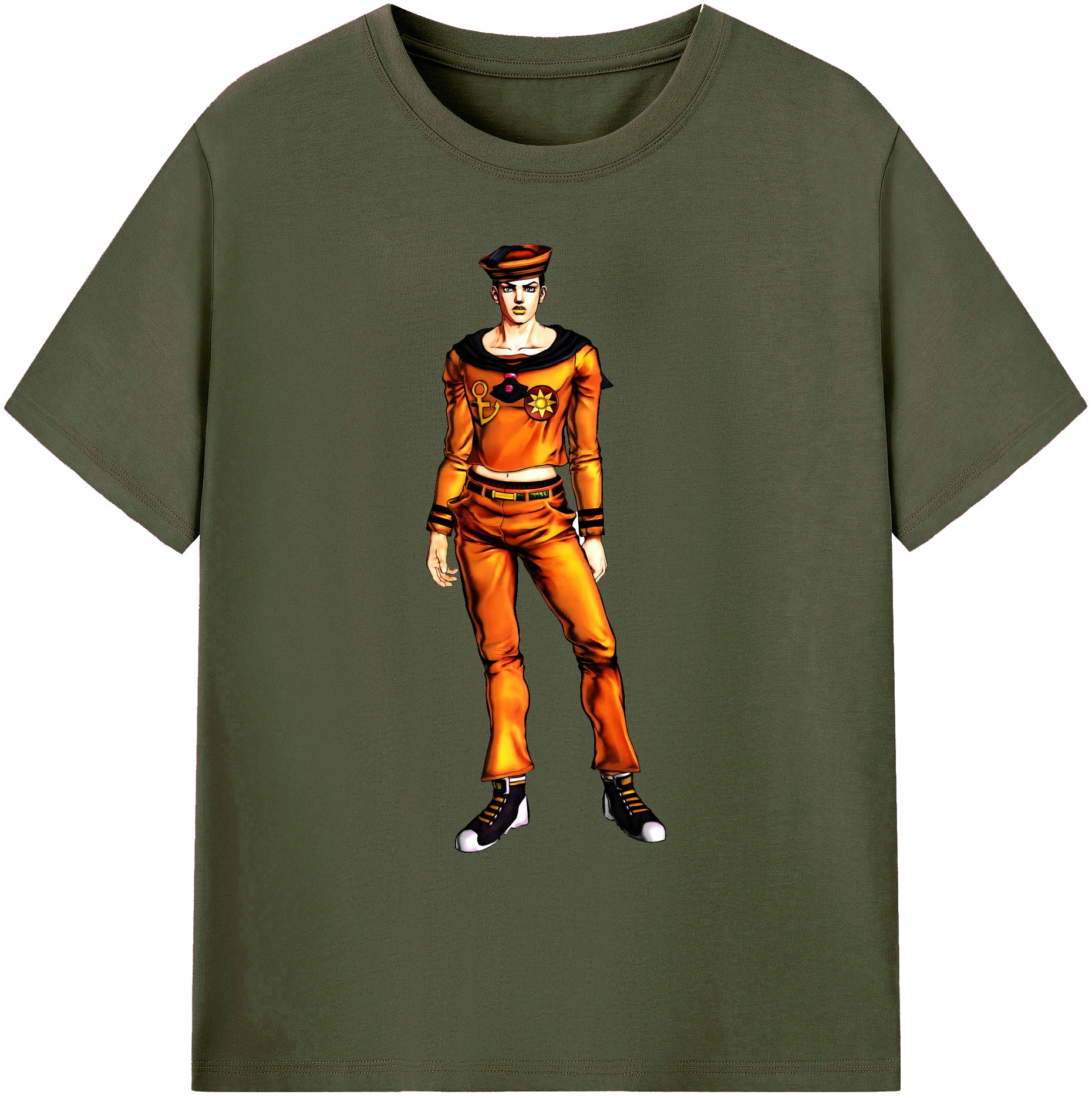 （画像用） ジョジョの奇妙な冒険 東方定助 JoJo's Bizarre Adventure Higashikata Josuke 綿100％ メンズ半袖Tシャツ｜肌触りやわらか＆通気性